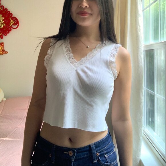 Vintage Cropped Ribbed Tank Top - Picture 1 of 7